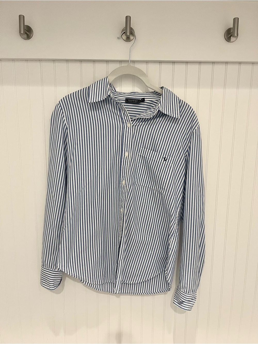 Vineyard Vines Navy and White Striped Button-Down Shirt